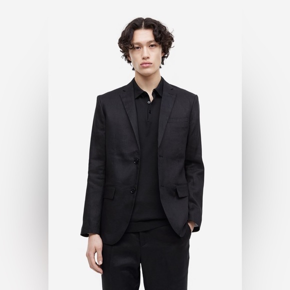 H&M Suits & Blazers Hm Mens Suit Linen Jacket Black Herringbone